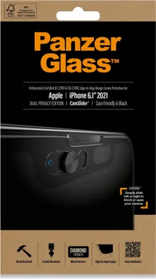 Obrázek produktu pro PanzerGlass ® CamSlider® Privacy Screen Protector iPhone 13 | 13 Pro | Edge-to-Edge, Apple, Apple - iPhone 13, Apple - iPhone 13 Pro, Aplikace nasucho, Odolné proti poškrábání, Odolný proti nárazům, Průhledná, 1 kusů