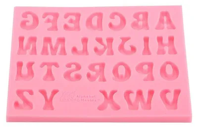 Immagine prodotto di Stampo in silicone 3D a forma di alfabeto, 26 lettere, rosa, per caramelle, torte e cioccolato