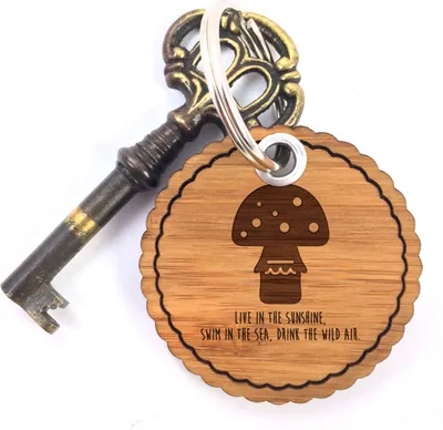 Produktbild von Mr. & Mrs. Panda Schlüsselanhänger Holz Fliegenpilz - Geschenk, Taschenanhänger, Anhänger, Pilz, Taschenbaumler, schlüssel, Glückspilz
