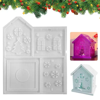 Produktbild von 3D-Silikonform für ein Weihnachtshaus – Gussformen für Häuser und Kerzenhalter – Bastelarbeiten