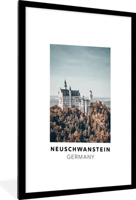 Produktbild von MuchoWow® Gerahmtes Poster Deutschland - Schloss - Wald 60x90 cm - Poster mit Schwarzem Bilderrahmen Wandposter Rahmen Foto Bilder - Dekoration - Wandposter Wohnzimmer - Hochwertig