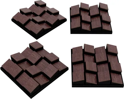 Zdjęcie produktu dla Zestaw 4 sztuk – dyfuzor dźwięku Panele akustyczne | Mozaika ścienna 3D | Dekoracja ścienna DIY | Dyfuzor dekoracyjny | [ZARINITY | Wenge]