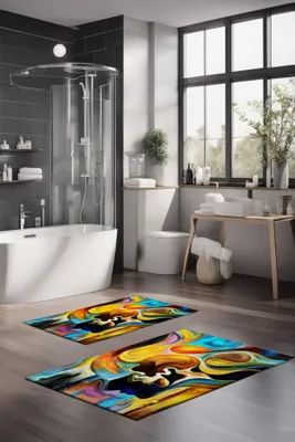 Zdjęcie produktu dla Mijolnir, CT-5140, wielokolorowy, zestaw dywaników kąpielowych (2 szt.), 100% POLIESTER, 60 x 100 cm
