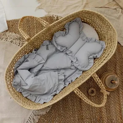 Image de Muminky | Ensemble linge de lit bébé 3en1 - 50x75cm - 100% coton - Gris - Antiallergique - Fait main