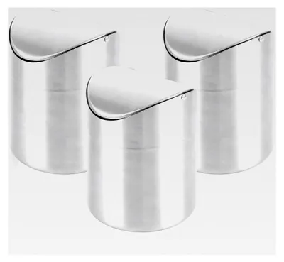 Produktbild von 3er-Set kleiner Tischabfalleimer mit Deckel, 1,5 l Mini-Tischabfalleimer mit Schwenkdeckel, Edelstahl-Abfalleimer für Büro, Badezimmer und Küche 12 × 12 × 16 cm