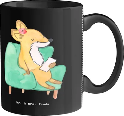 Produktbild von Mr. & Mrs. Panda Becher Therapeutin Herz - Schwarz - Geschenk, Tasse, Kaffeebecher, Kaffeetasse, Teetasse, haferl
