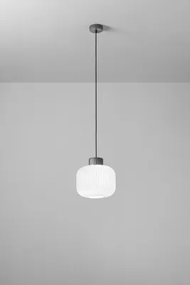 Image de Suspension en Céramique et Verre Soufflé, Design Plissé Blanc, Culot E27, Hauteur Réglable, Diamètre 25 cm, Classe I, IP20 - Marque Perenz