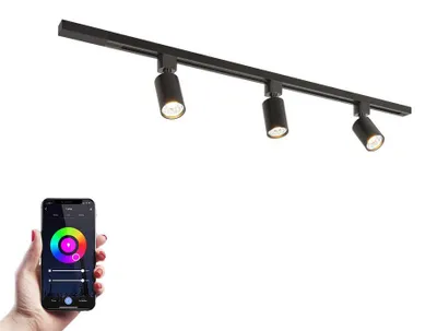 Image de HOFTRONIC - Kit système de rails droit 1 m 3 spots RGBWW GU10 IP20