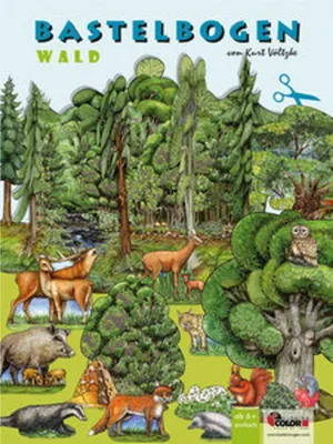 Produktbild von Wald basteln aus Papier Bastelbogen Bäume & Tiere Ausschneidebogen