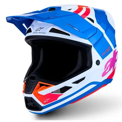 Obrázek produktu pro Přilba Alpinestars S-M7 Core pro motokros, bílá/modrá/oranžová, velikost M (57/58)