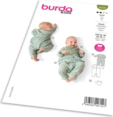 Obrázok produktu pre Strih Burda 9258 - Overal so zapínaním na patentky na nohaviciach