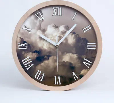Produktbild von Holzuhr 20fi cm wanduhr - weiße Spitzen - Wolken im Himmel