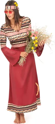 Immagine prodotto di Abito hippie 60s retro da donna bordeaux - M