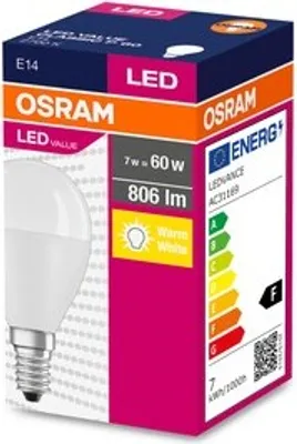 The image shows the packaging of an OSRAM LED light bulb.