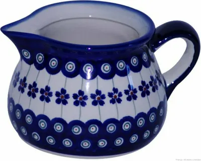 Produktbild von Original Bunzlauer Keramik 600 ml Milchkanne Sahnegießer Krug Teekanne 16,3x10,2 cm Dekor 166a