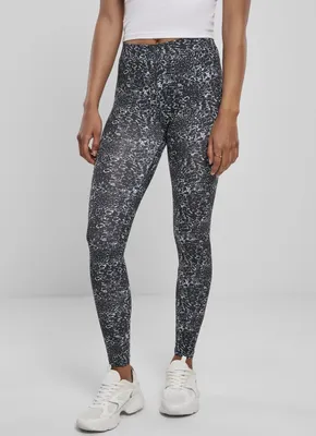 Obrázek produktu pro Dámské leginy Urban Classics Ladies AOP Leggings black/white - 3XL