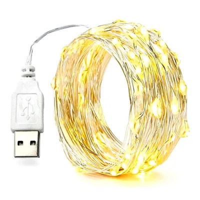 Produktbild von 20M USB 200 LED Weihnachtslichter Wasserdicht Kupferdraht Lichterkette für Hochzeiten und Partys