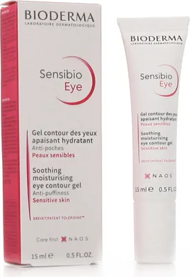 Obrázok produktu pre Bioderma Sensibio Eye, Očný krém, Citlivá pokožka, Proti únave, Proti opuchu, Proti vráskam, Hydratačný, Upokojujúci, Rúra, Paraben, AQUA/WATER/EAU, GLYCERIN, DIMETHICONE, POLYETHYLENE, TRIDECYL TRIMELLITATE, CAPRYLIC/CAPRIC...