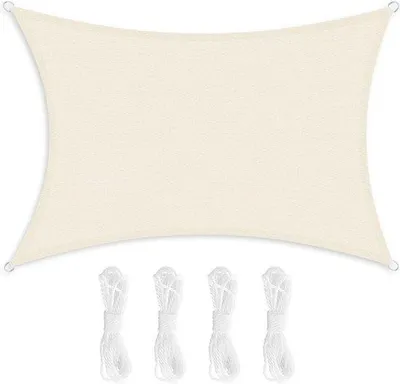 Produktbild von Sonnensegel 3 x 4 m - UV-Schutz, atmungsaktiv, wasserabweisend, beige-weiß