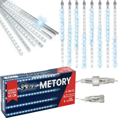 Zdjęcie produktu dla Deszcz Meteorów Sople Led Lampki Spadający Śnieg 45Cm Zimny Biały