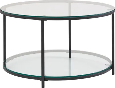 Produktbild von FineBuy Couchtisch 80x80x45 cm Glas / Metall Wohnzimmertisch Rund Modern Sofatisch mit Stauraum Loungetisch mit Ablagefach Kaffeetisch Beistelltisch