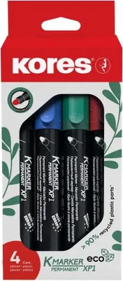 Produktbild von Kores Permanent-Marker"ECO XP1" Rundspitze 4er Etui Strichstärke