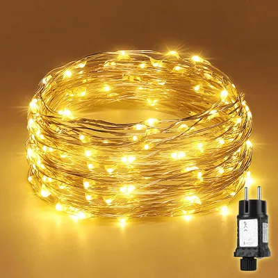 LED-Lichterkette 20 m, 200 LEDs, warmweiß, IP44, 8 Modi