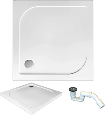 Zdjęcie produktu dla Brodzik akrylowy posadzkowy kwadratowy TENOR 90x90 cm + syfon gratis - Polimat