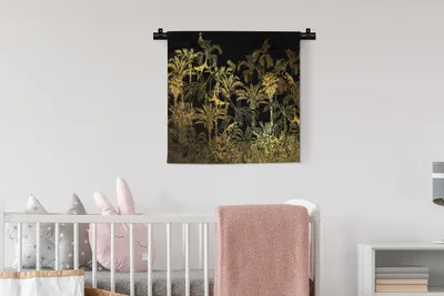 Produktbild von MuchoWow® Wandteppich Wandbehang Dschungel - Gold - Schwarz 60x60 cm Tapisserie Dekoration Wandtuch - Dekorationen - Wand Decke