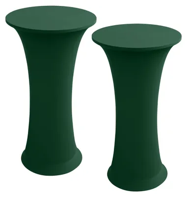 Produktbild von Set aus 2 elastischen Stehtischdecken für runde Tische, Hochzeiten, Bankette, Geburtstage und Partys (dunkelgrün, 2er-Set - Ø 80-85 cm)