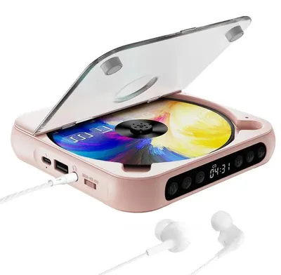 Immagine prodotto di Lettore CD - Portatile - Bluetooth - Altoparlante integrato - Batteria ricaricabile - Display LCD - Rosa