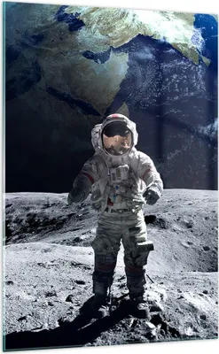 Produktbild von Bilder auf glas - Einteilig - Astronaut Mond Erde Raum - 70x100cm - Glasbilder - Wandbilder - Bilder - zum Aufhängen bereit - Wanddekoration aus Glas - Glas Bilder - Wandbild auf Glas - GPA70x100-2864