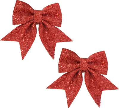 Produktbild von 2 Stück wiederverwendbare, glitzernde Schleifen zum Selbermachen für Weihnachtsbaum, Geschenkboxen und Kränze – ideal für festliche Anlässe.