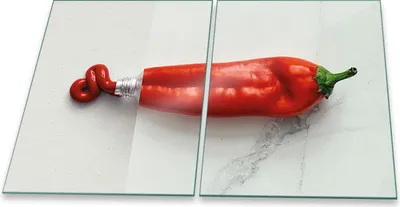 Produktbild von Herdabdeckplatten Glaskeramik Spritzschutz Glas Universal 2-Teilig 2x40x52 Paprika Rot