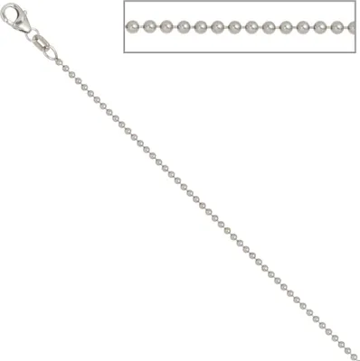 Produktbild von JOBO Kugelkette 925 Sterling Silber rhodiniert 1,4 mm 45 cm Halskette Kette Karabiner