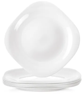 Obrázok produktu pre Orion | Plytký tanier sada 6 ks - 26,5 cm - Opálové sklo - Štvorcový - Biely - LUNA
