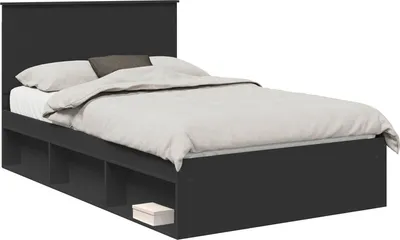 Obrázek produktu pro Rám postele s čelo Černá 135 x 190 cm Masivní borové dřevo