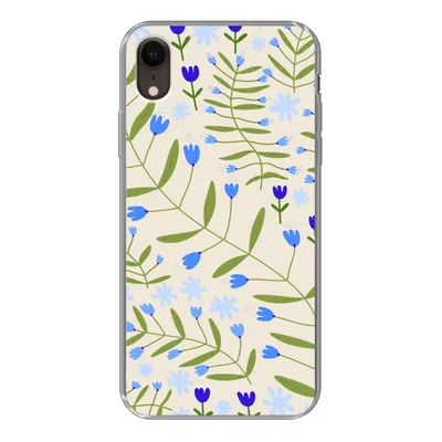 Produktbild von MuchoWow® Handyhülle Schutzhülle Hülle für iPhone XR Blume - Blätter - Blau Silikon Softcase Handy Hülle - Schutzdeckel