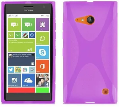 Produktbild von Cadorabo Handyhülle für Nokia Lumia 730 in Lila Hülle Schutzhülle TPU Silikon Backcover Case