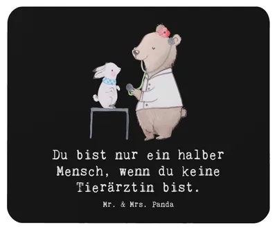 Produktbild von Mr. & Mrs. Panda Mousepad Tierärztin Herz - Schwarz - Geschenk, computermatte, Mauspad, laptop, Mouse Pad, mousematte