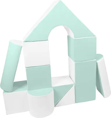 Immagine prodotto di Cubetti di schiuma - set da costruzione gigante, 11 pezzi, bianco-menta