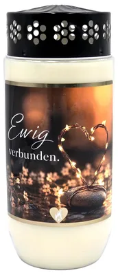 Produktbild von 8 Tage Premium Design Grabkerze mit Goldapplikation & Spruch: "Ewig verbunden."