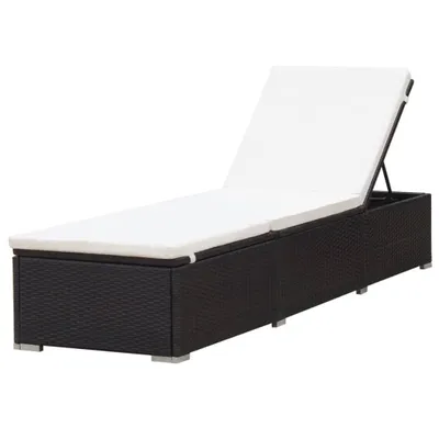 Produktbild von vidaXL Sonnenliege mit Auflage in Cremeweiß Poly-Rattan Braun