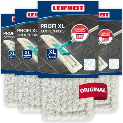 Produktbild von Leifheit Wischbezug Ersatz Bezug Profi XL Baumwolle plus  4er Set