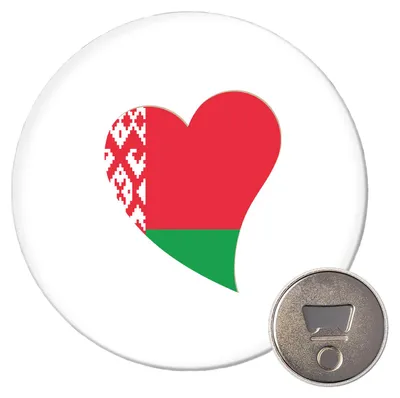 Produktbild von Huuraa Magnet Belarus Flagge Herz 59mm Kühlschrankmagnet rund Flaschenöffner Geschenkidee