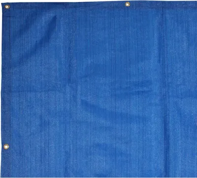 A blue tennis court windbreak screen.