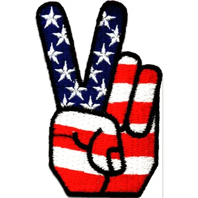 Produktbild von Usa Victory Peace Frieden - Aufnäher, Bügelbild, Aufbügler, Applikationen, Patches, Flicken, Zum Aufbügeln, Größe: 4,2 x 7,2 cm