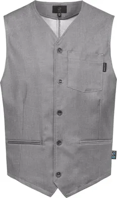 Produktbild von Greiff GASTRO MODA Service Herren Kellnerweste V-Ausschnitt Knopfleiste Regular Fit Baumwollmix ® Denimoptik Grau M