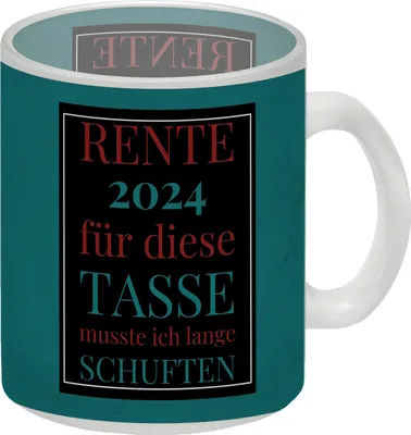 Produktbild von Rente 2024 Glas Tasse eine bunte Tasse für Rentner in blau