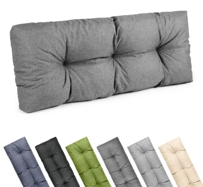Image de Coussin pour dossier Garronda, 120x45 cm, épaisseur 12 cm, résistant à l'eau, aux UV et aux intempéries. Canapé en palettes modèle GD-0252, couleur graphite